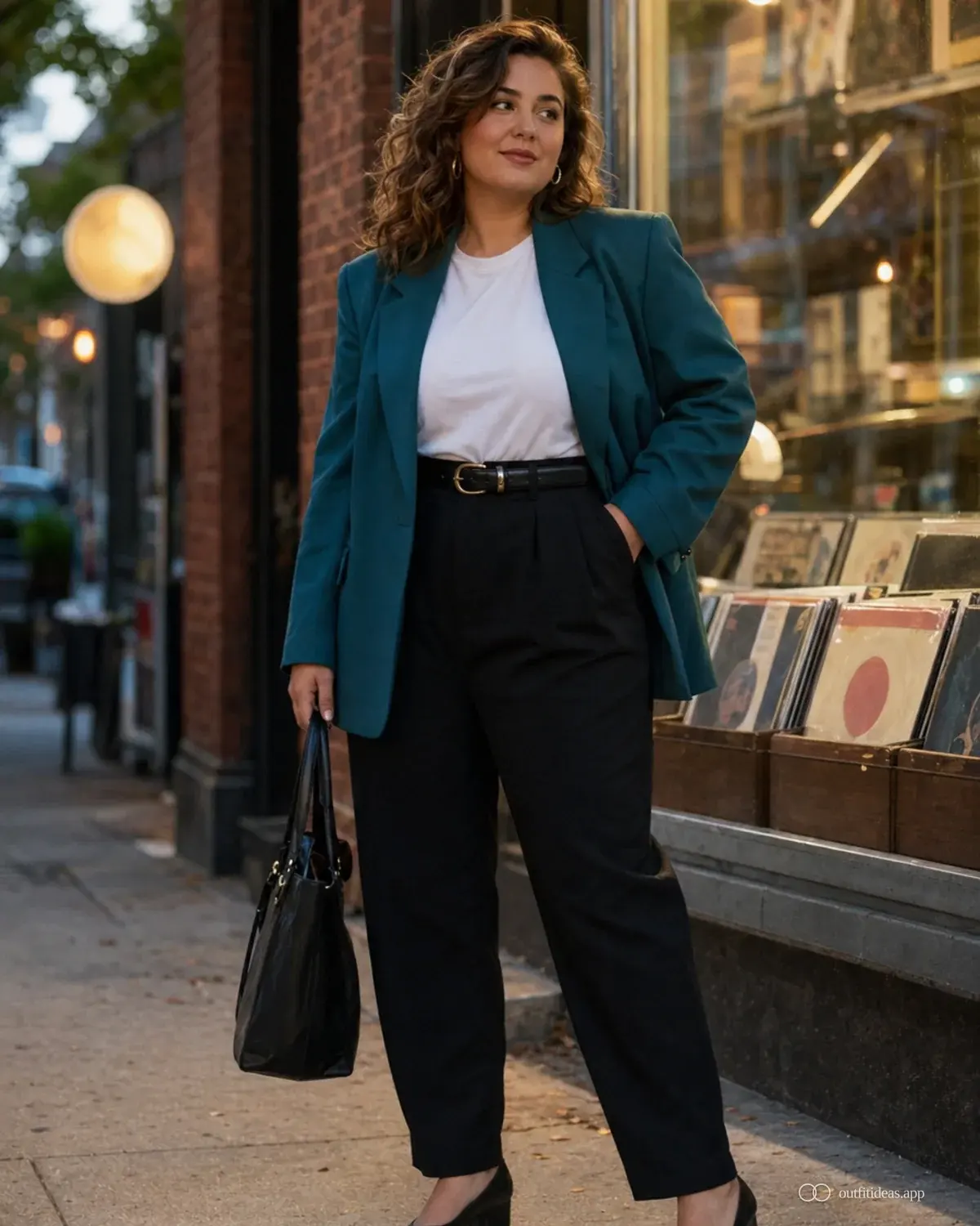 looks de los 80: fórmula pulida con conjunto completo, zapatos prácticos y accesorios pensados para la escena