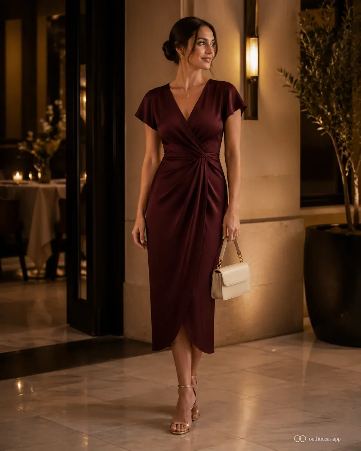 Outfit-Ideen für das Jahrestag-Dinner Kernformel mit komplettem Outfit, praktischen Schuhen und passenden Accessoires