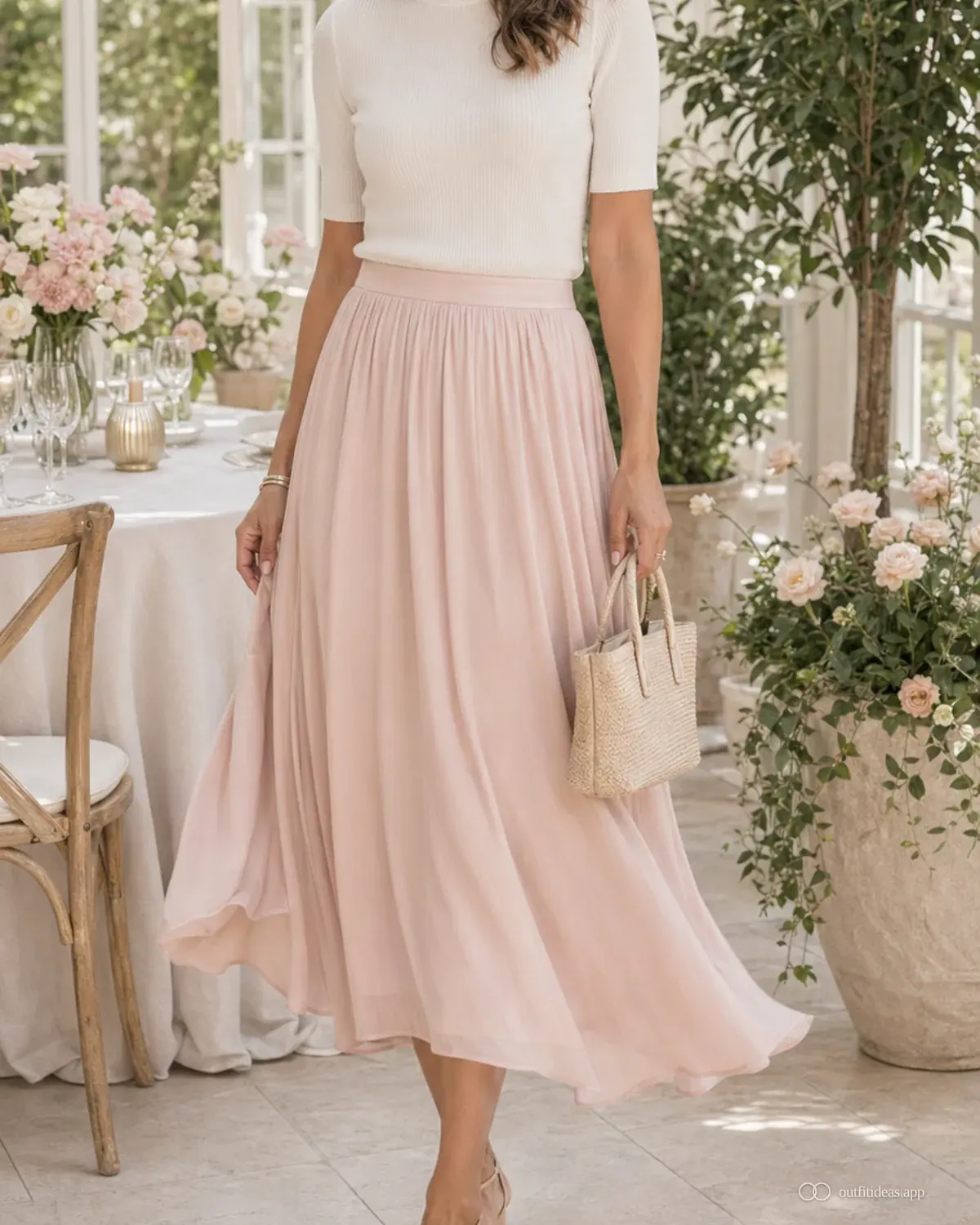 bridal shower outfit ideas やわらかなコントラスト。全身コーディネート、歩きやすい靴、シーンに合う小物を含む