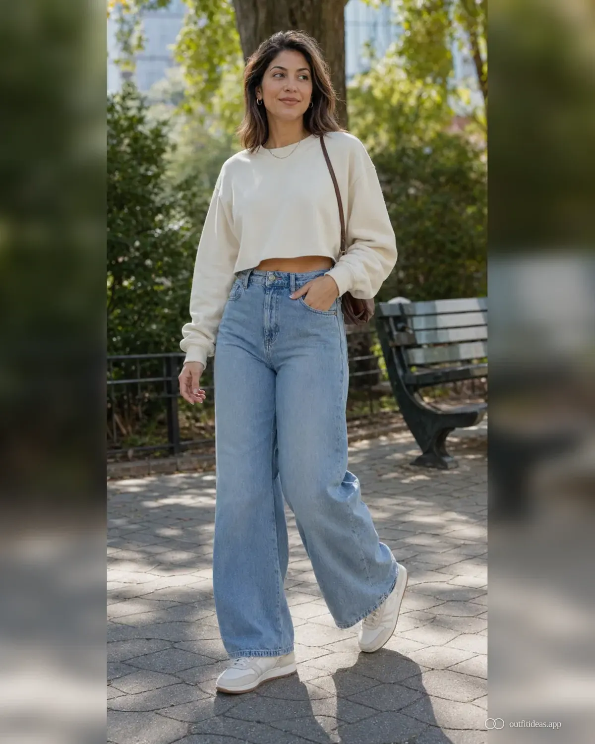 idées de tenues décontractées pour femmes – tenue adaptée à la météo avec une tenue complète, des chaussures pratiques et des accessoires adaptés à la scène