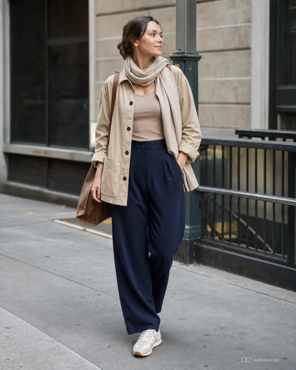 idées de tenues décontractées pour femmes – tenue facile à reporter avec une tenue complète, des chaussures pratiques et des accessoires adaptés à la scène