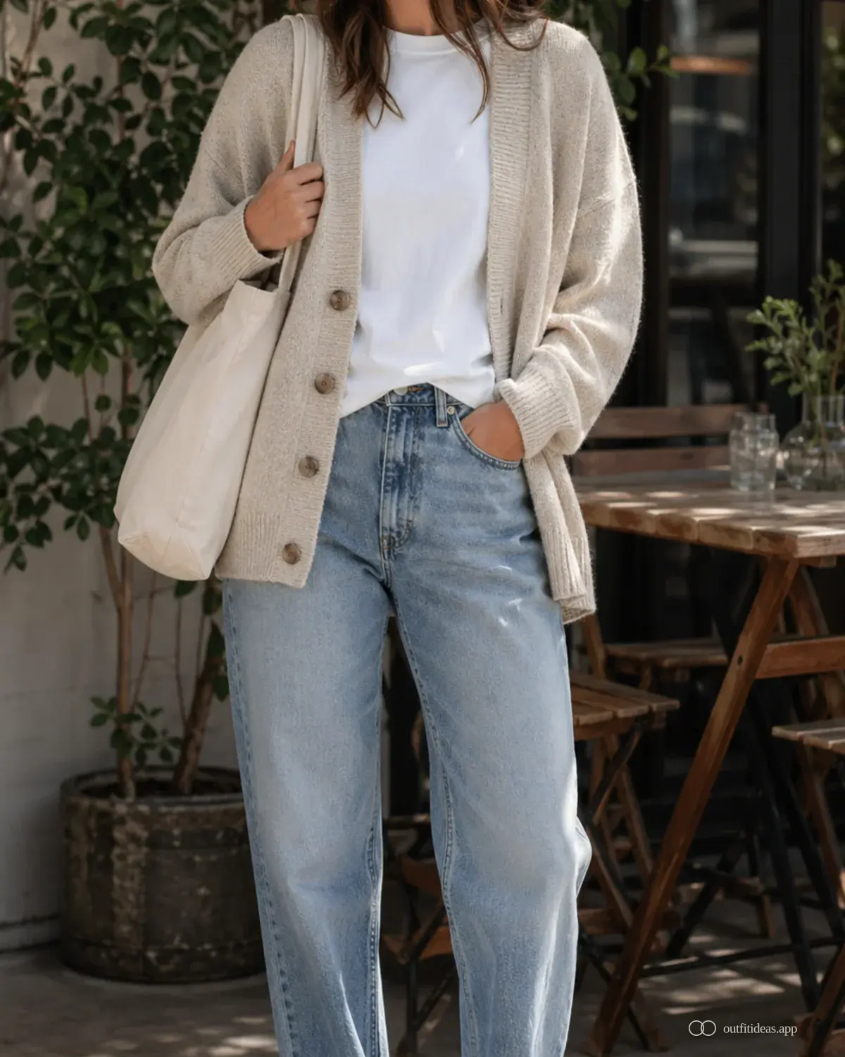 Denim-Outfit-Ideen Easy Repeat-Outfit mit komplettem Outfit, praktischen Schuhen und passenden Accessoires