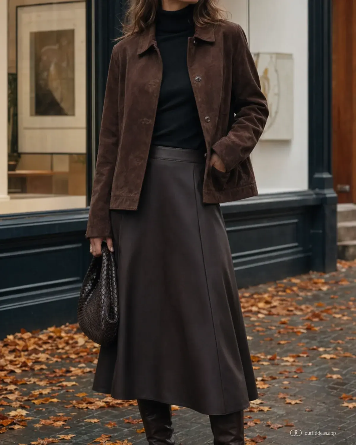 Herbst-Outfit-Ideen weicher Kontrastlook mit komplettem Outfit, praktischen Schuhen und passenden Accessoires
