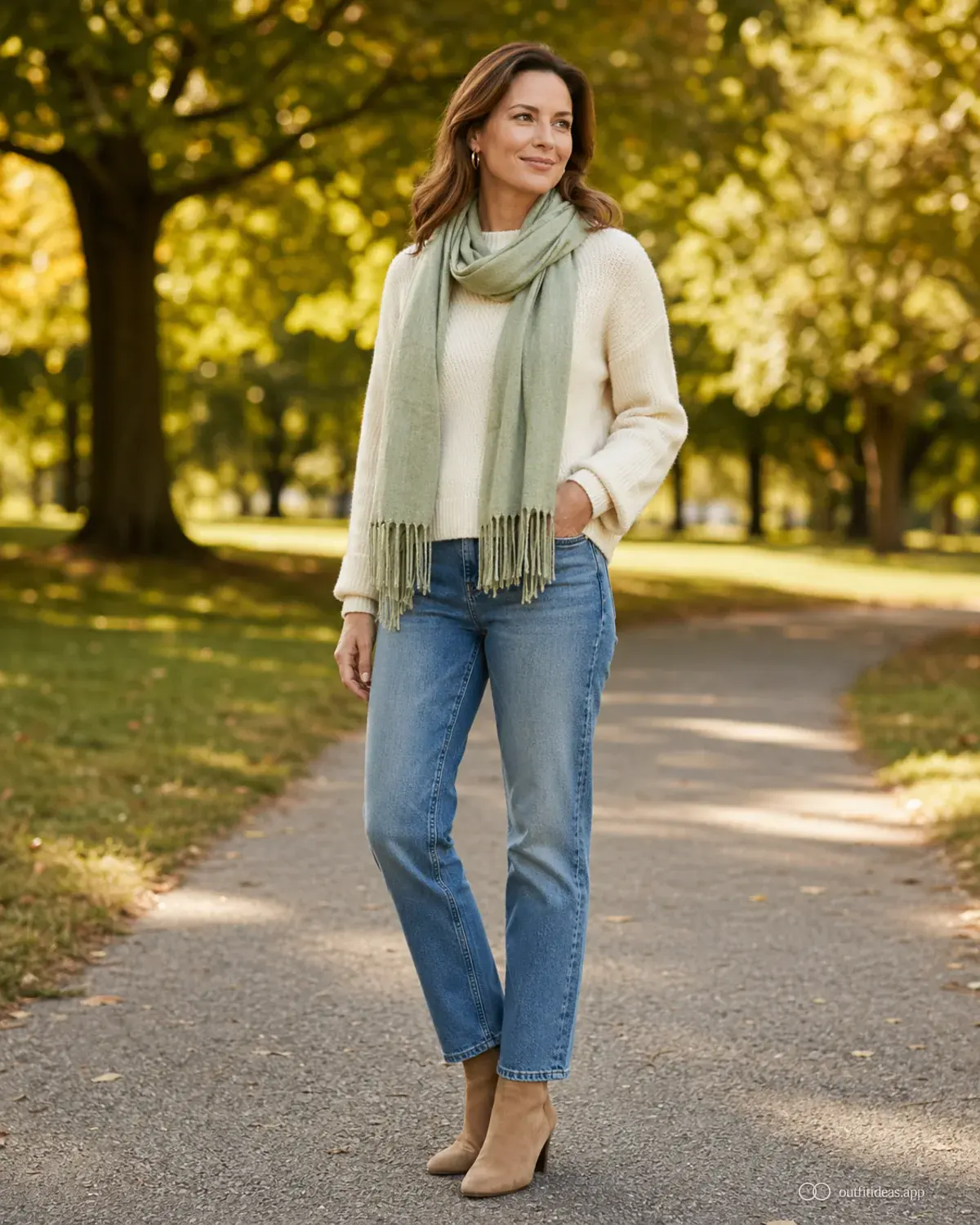 idées de tenues pour photo de famille – look principal avec une tenue complète, des chaussures pratiques et des accessoires adaptés à la scène