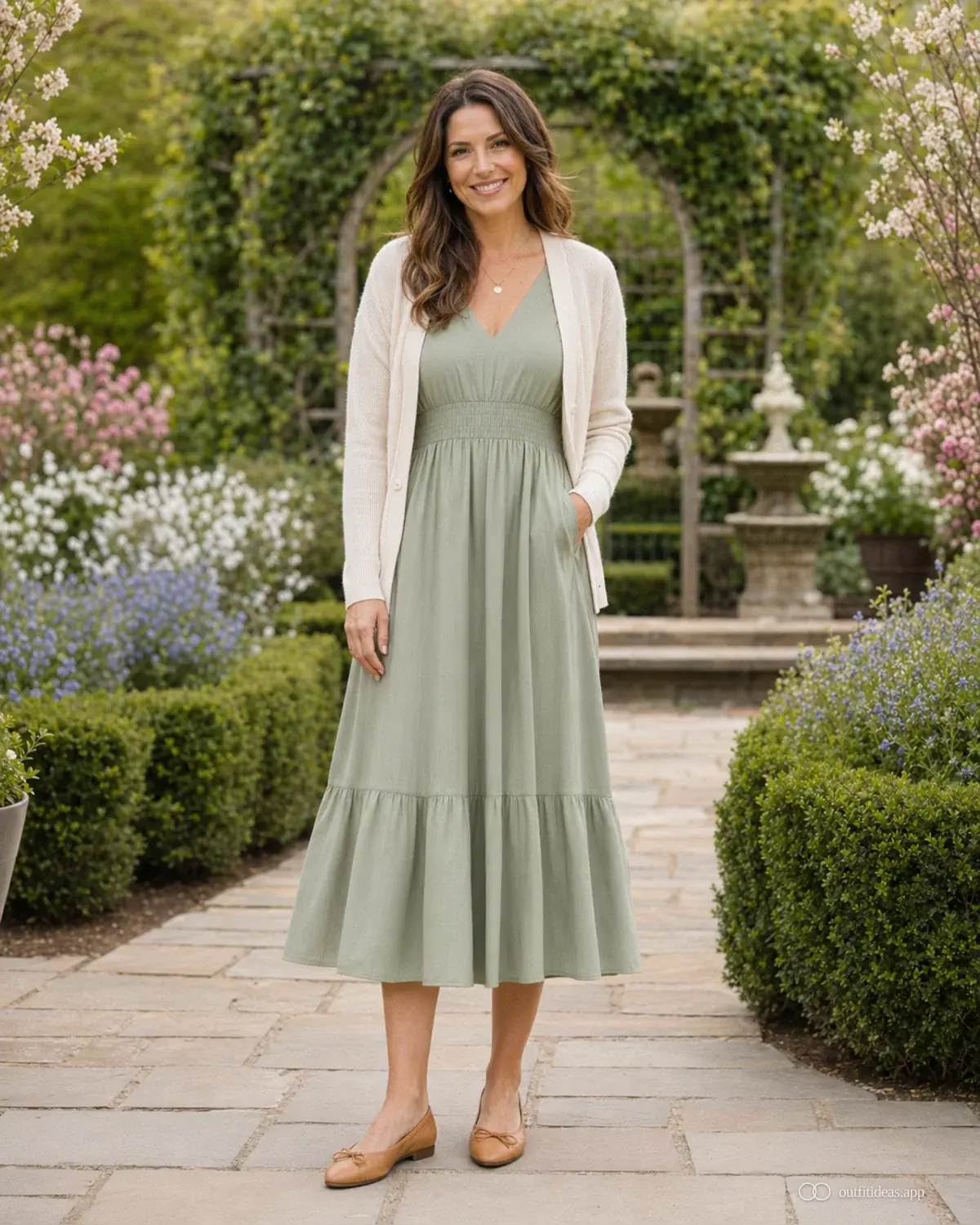 idées de tenues pour photo de famille – formule soignée avec une tenue complète, des chaussures pratiques et des accessoires adaptés à la scène