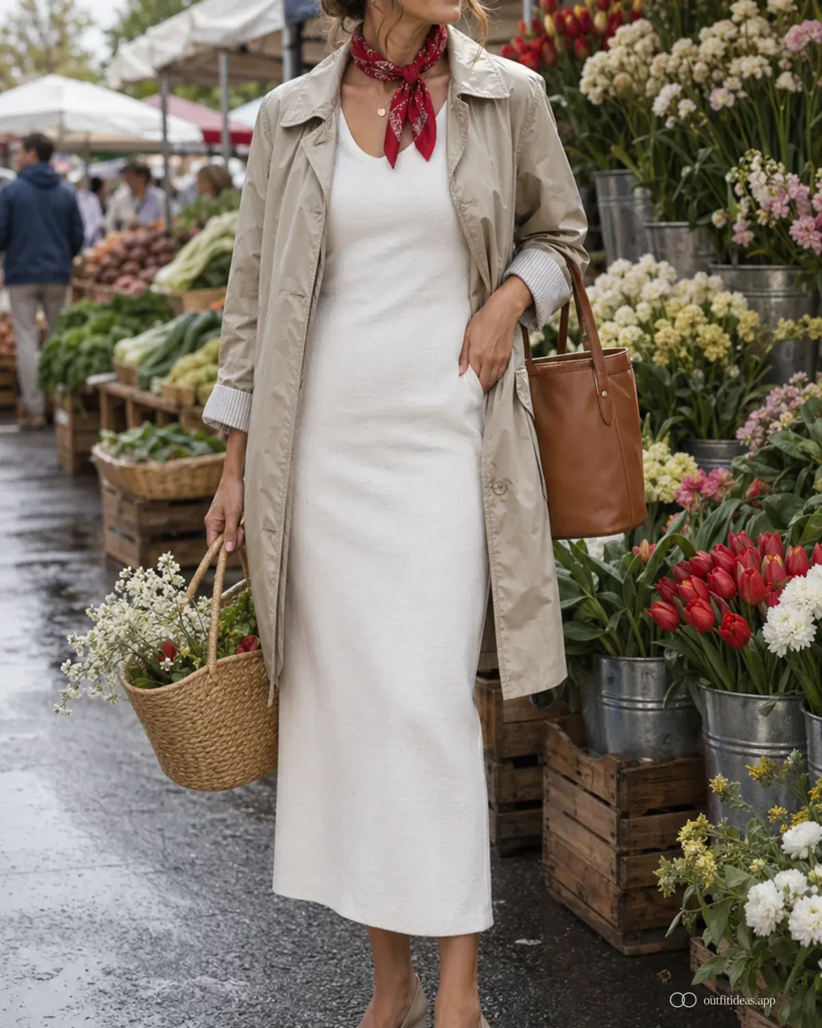 looks para el mercado de productores: plan según clima con conjunto completo, zapatos prácticos y accesorios pensados para la escena