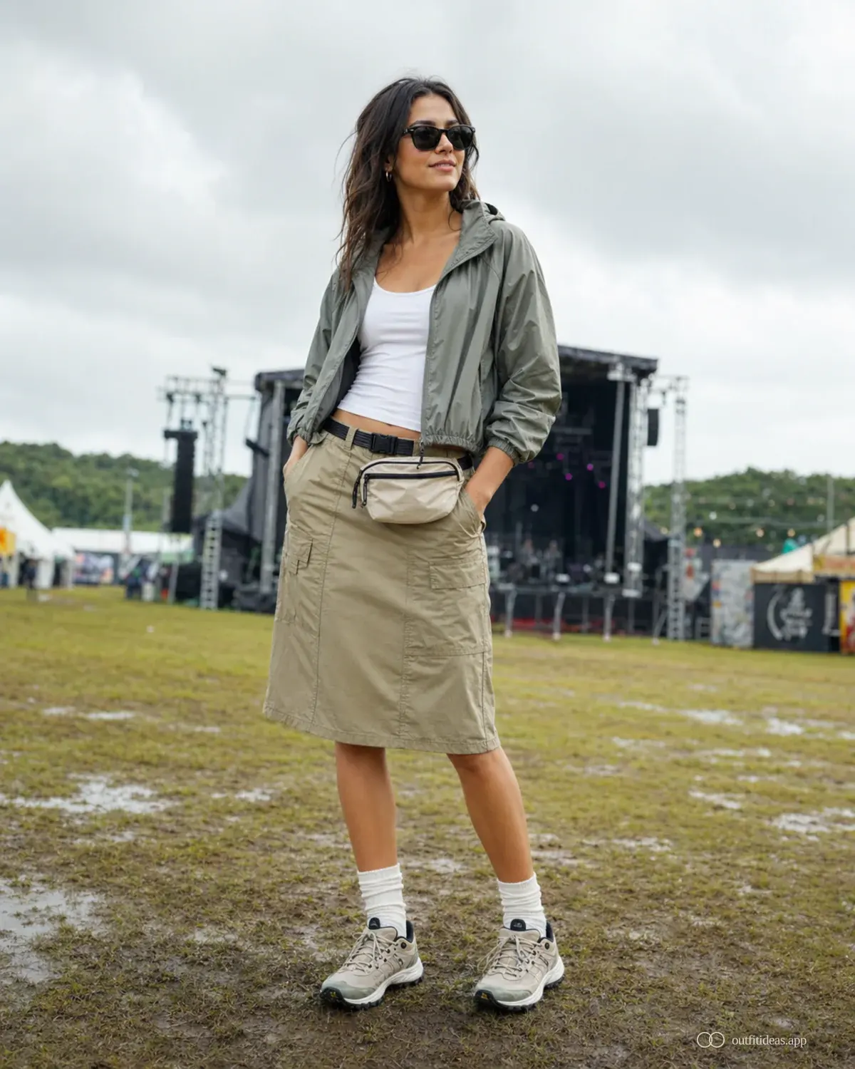 looks para festivales: look fácil de repetir con conjunto completo, zapatos prácticos y accesorios pensados para la escena