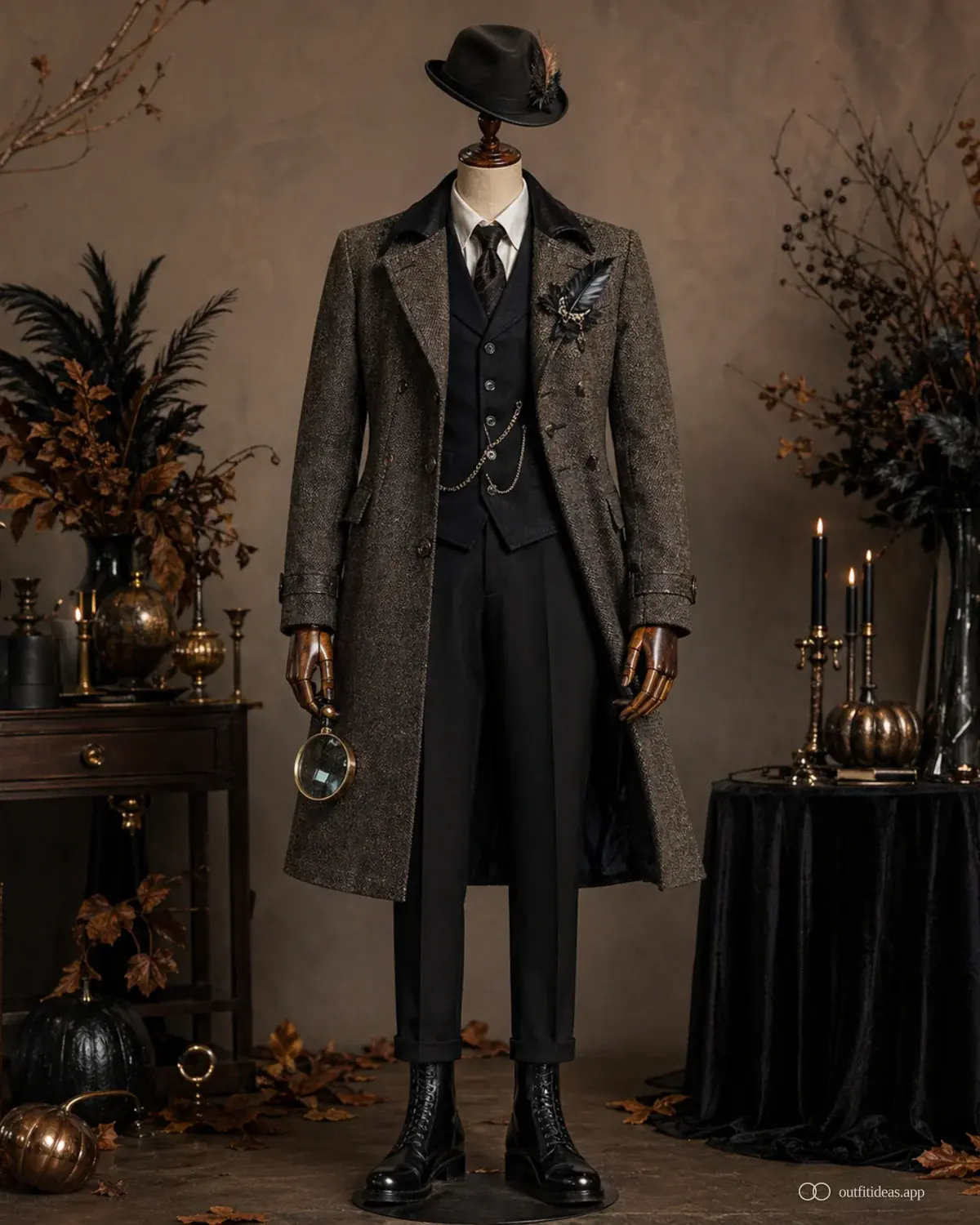 Halloween-Kostümideen Layering-Variante mit komplettem Outfit, praktischen Schuhen und passenden Accessoires