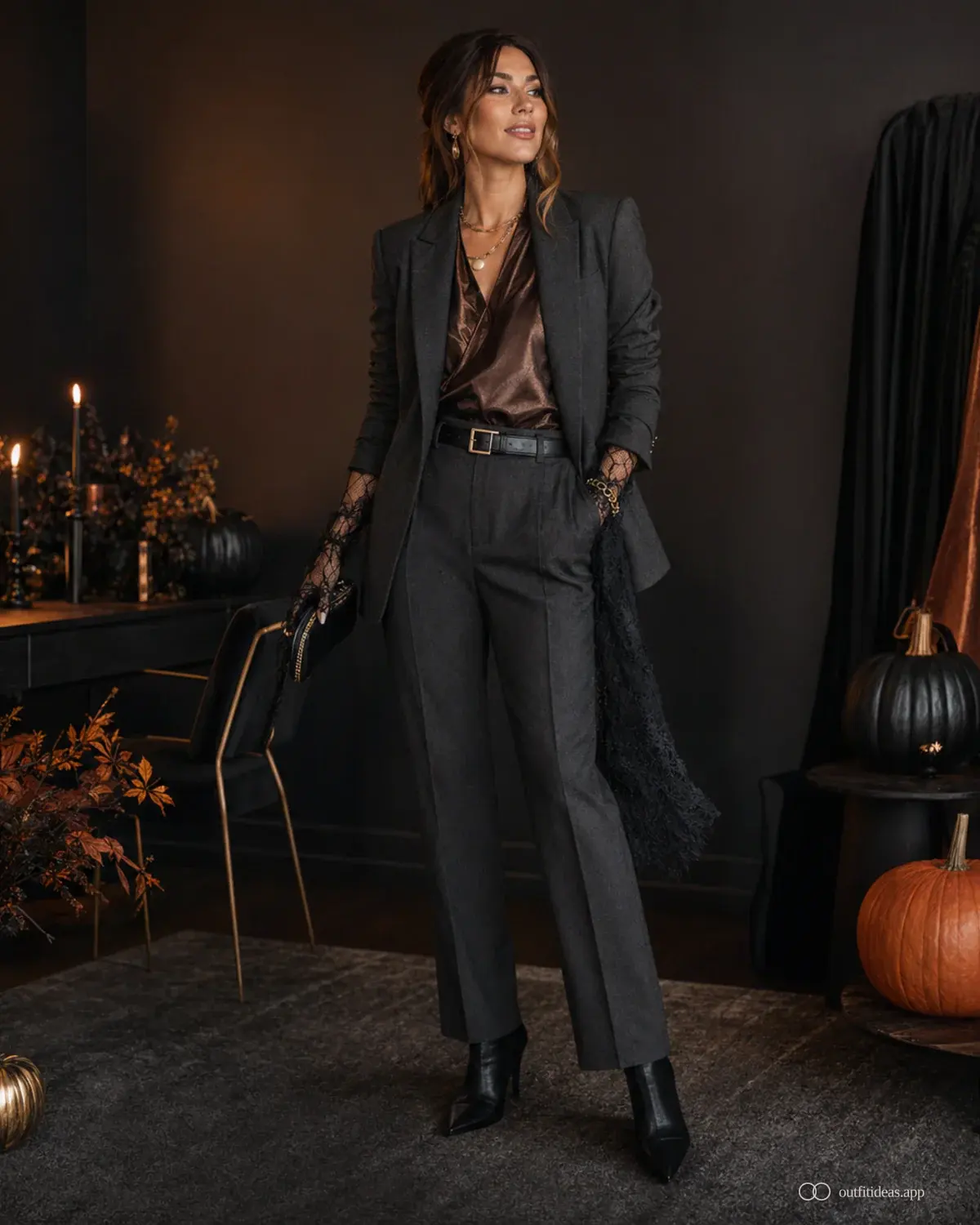 idées de tenues Halloween – variante superposée avec une tenue complète, des chaussures pratiques et des accessoires adaptés à la scène
