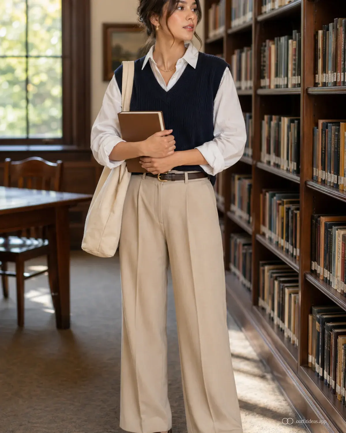 school girl outfit ideas soft contrast look with a complete outfit, practical shoes, and scene-ready accessories