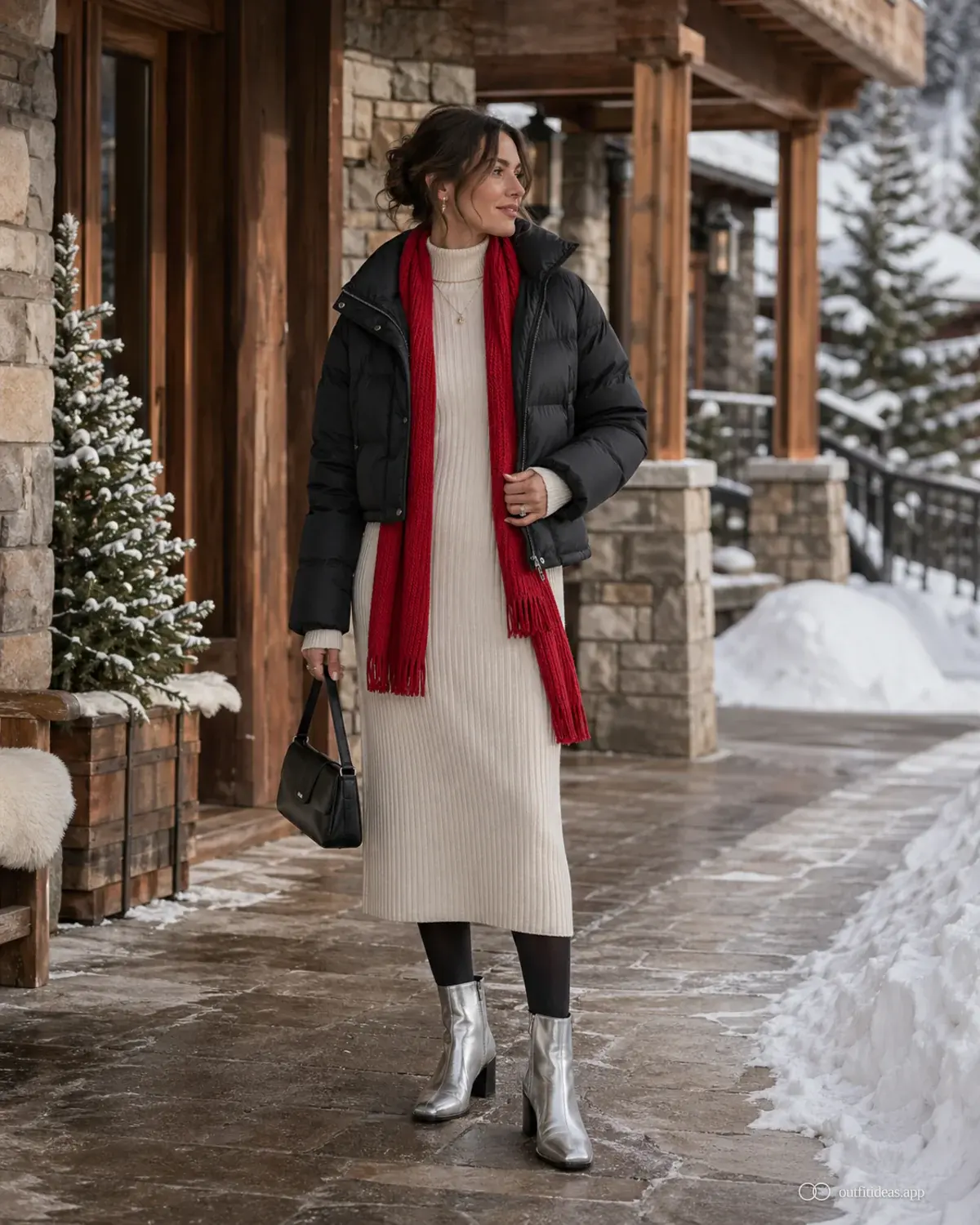 looks para esquiar: fórmula esencial con conjunto completo, zapatos prácticos y accesorios pensados para la escena