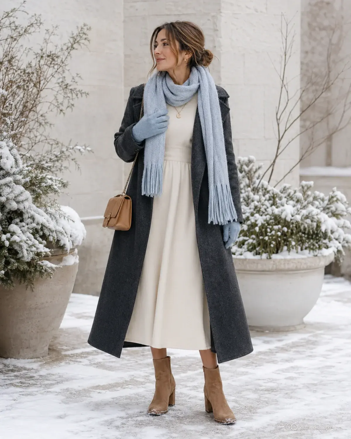 idées de tenues pour jour de neige – formule signature avec une tenue complète, des chaussures pratiques et des accessoires adaptés à la scène