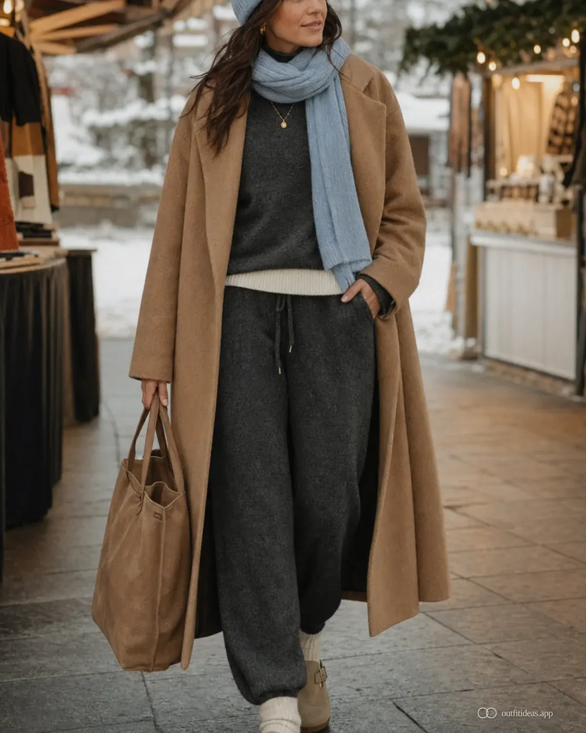 idées de tenues pour jour de neige – tenue à reporter avec une tenue complète, des chaussures pratiques et des accessoires adaptés à la scène