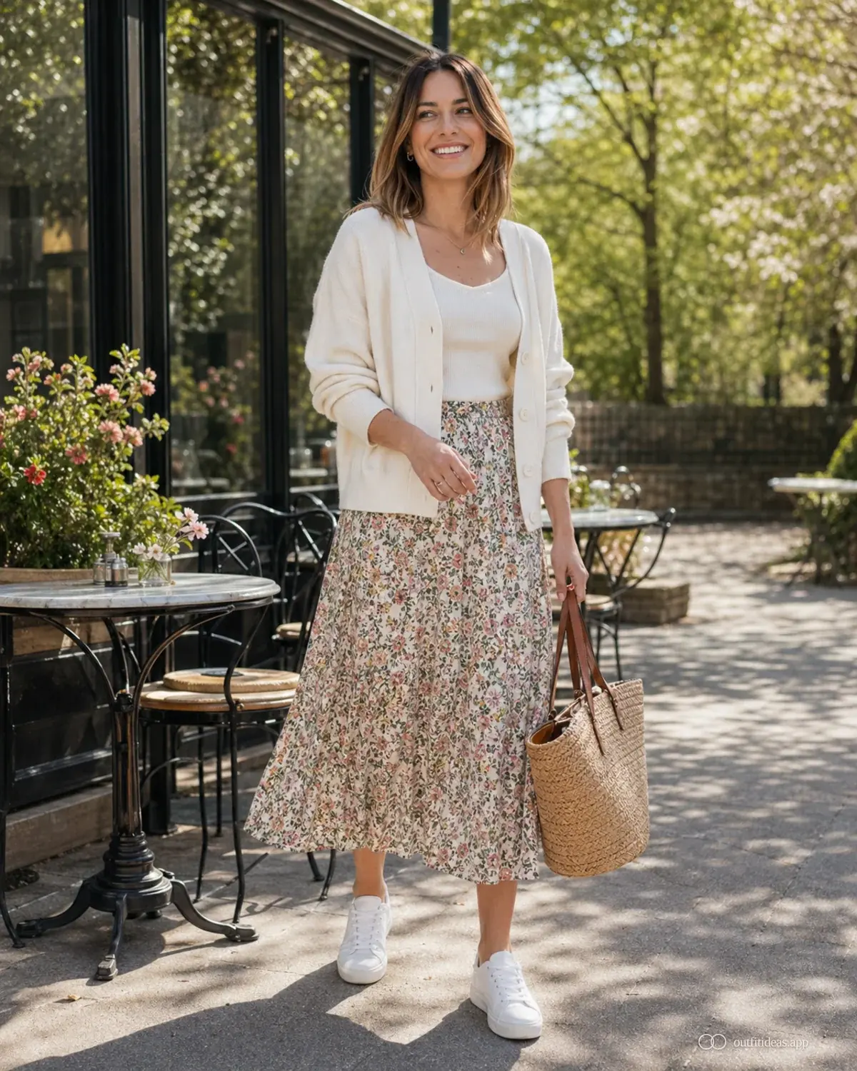 looks de primavera: variante con capas con conjunto completo, zapatos prácticos y accesorios pensados para la escena