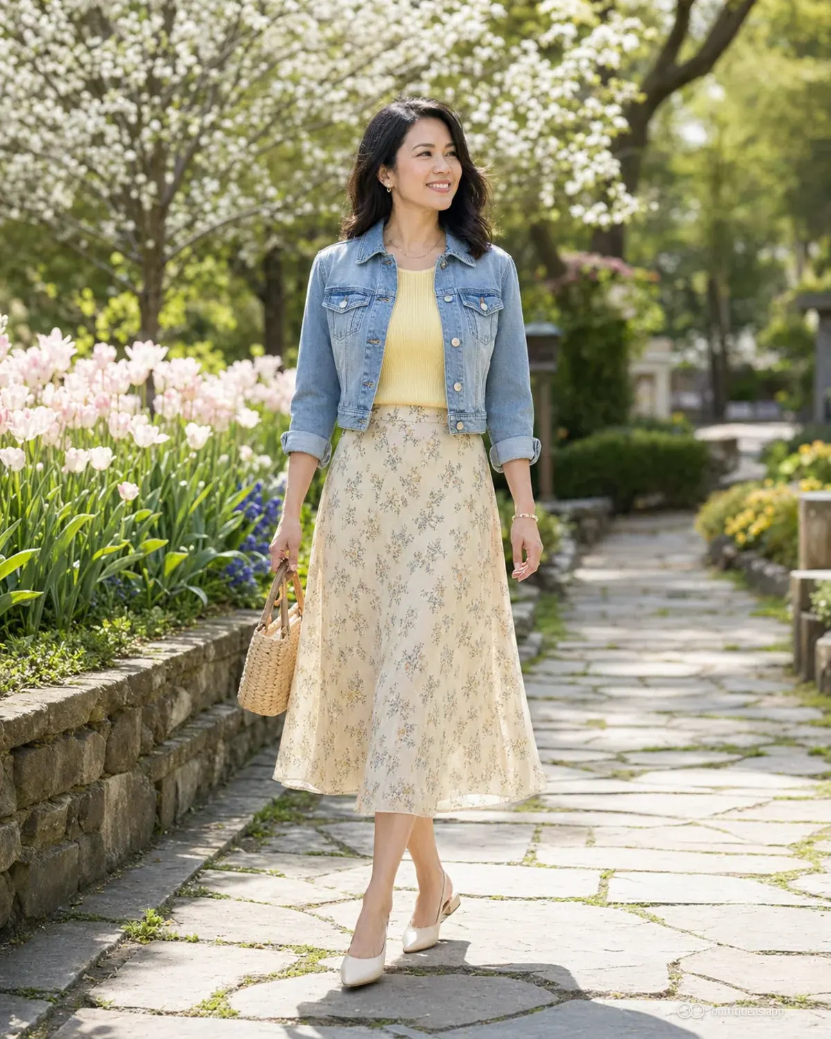 looks de primavera: look apto para el clima con conjunto completo, zapatos prácticos y accesorios pensados para la escena