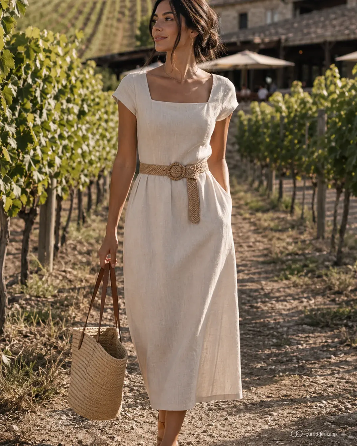 winery outfit ideas soft contrast with a complete outfit, practical shoes, and scene-ready accessories