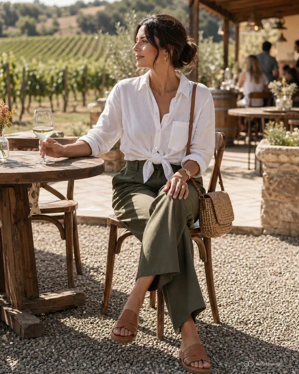 winery outfit ideas weather plan with a complete outfit, practical shoes, and scene-ready accessories